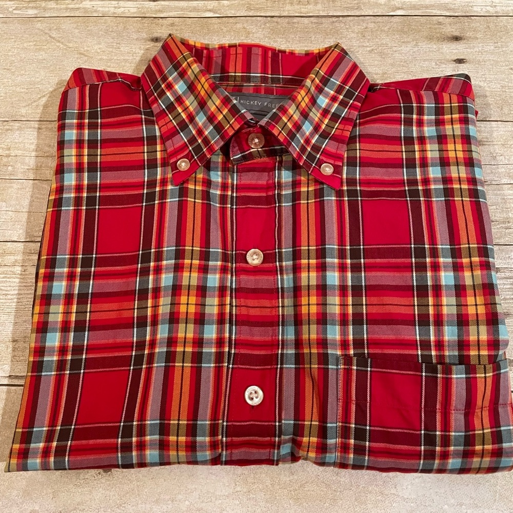 Hickey Freeman Long Sleeve Button Down Shirt Size Large